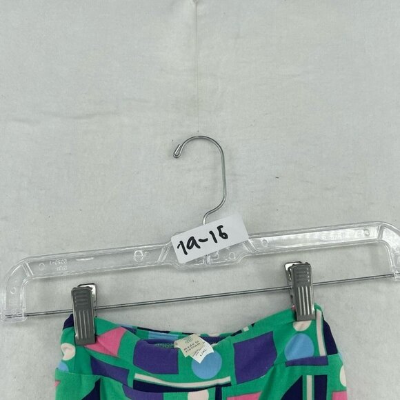 LuLaRoe Leggings Girls Sz L/XL Green Retro Geometric Shape Elastic Waist Stretch - Picture 12 of 12